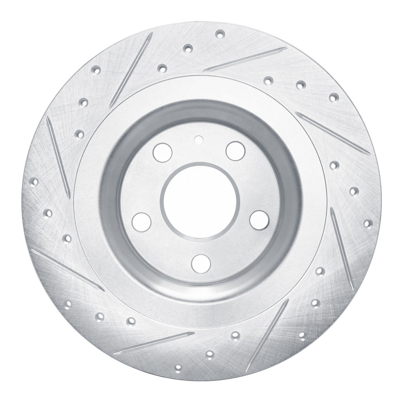 Volvo XC40 Brake Rotor (1) - Rear Right - R1 Concepts - Drilled & Slotted - Silver - `19-`25